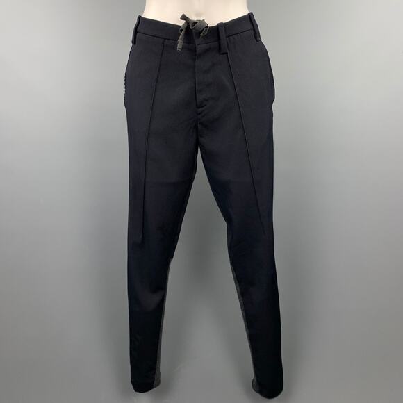 MARNI Size 2 Black Knitted Patch Virgin Wool Skinny Casual Pants - Picture 1 of 1